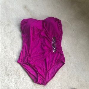 Badgley Mischka Strapless Bathing Suit